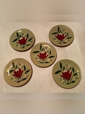 Stangl Pottery 'Magnolia' Bread & Butter Plates Set 5 Vintage 1950-70 MCM